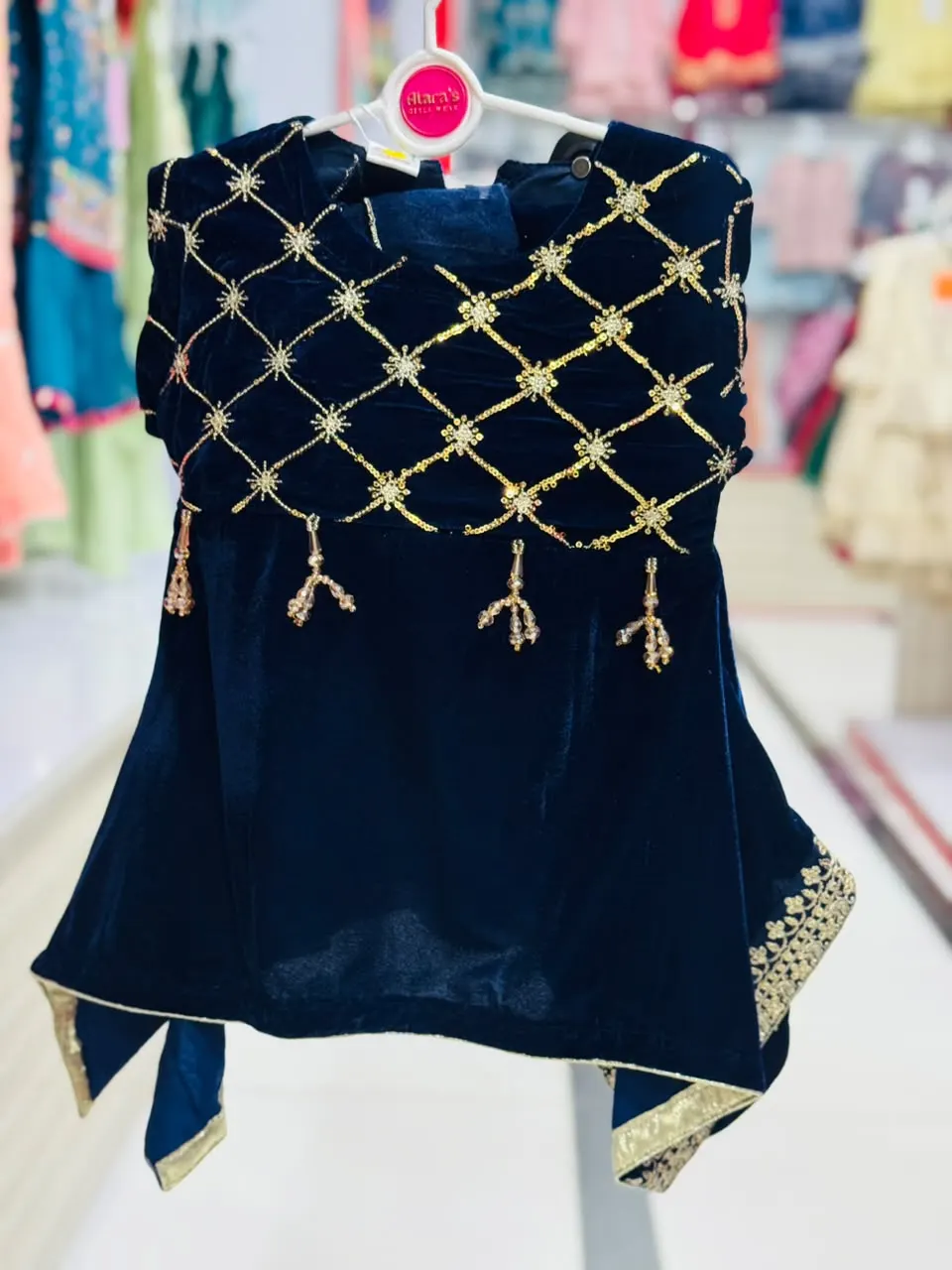 Embellished Velvet Peplum Top